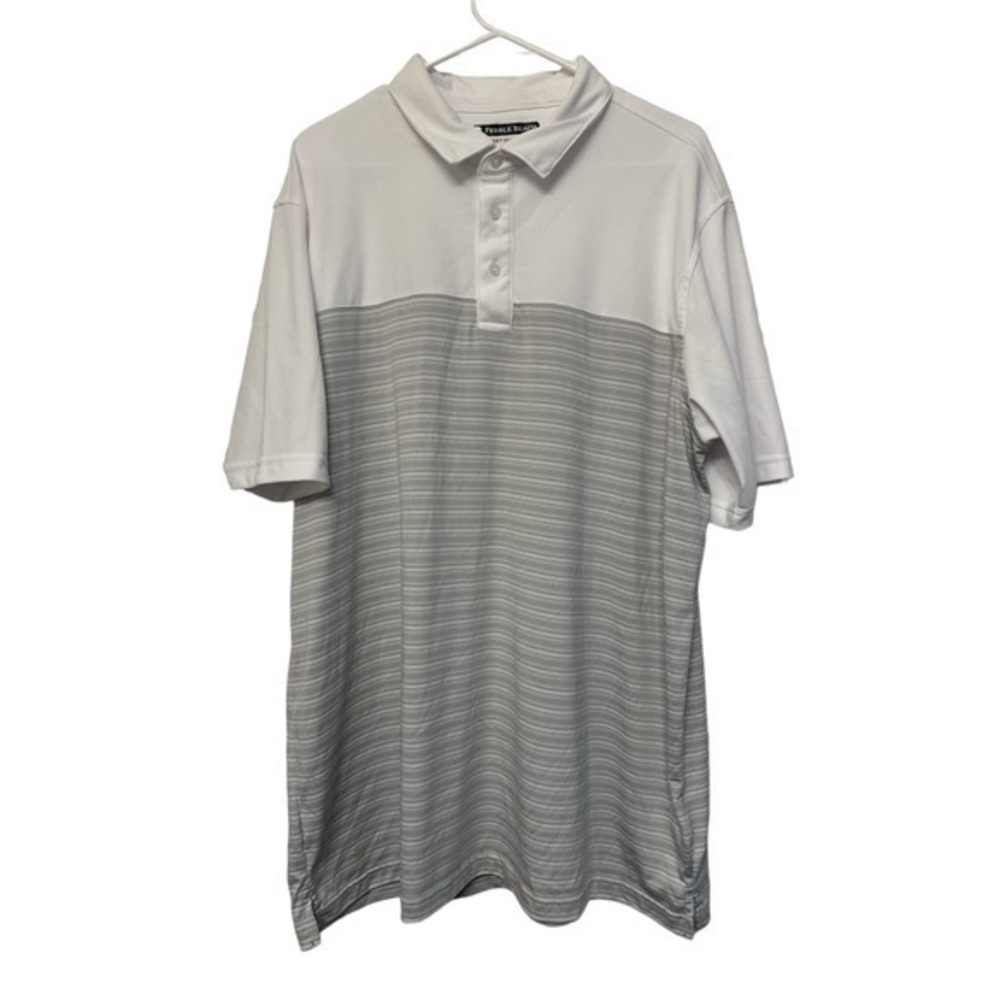 Men's Pebble Beach Dry-Luxe Perform S/S Golf Polo Gray Stripe Size XXL EUC #7388